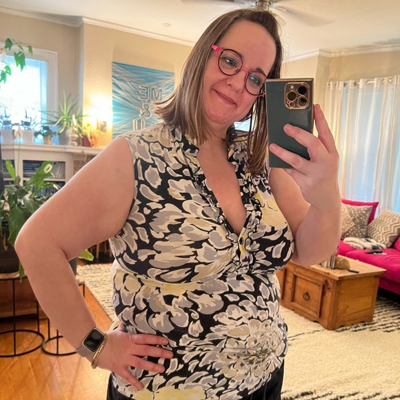 Anthropologie Weston Wear sleeveless knit blouse with ruffles and elasticity L - Picture 2 of 6